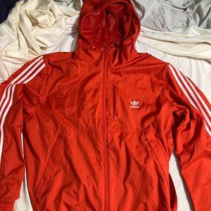 Vintage 2000's Adias Originals Red Zip-up Warmup Raincoat UK XL fits like US XL